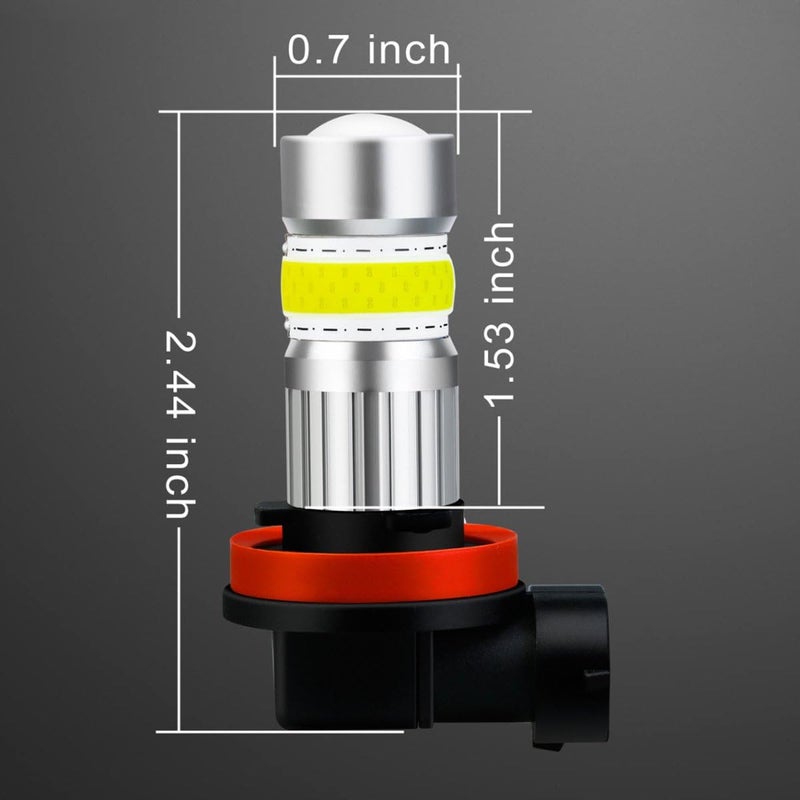 Alla Lighting 2800lm H8 H11 LED Fog Lights Bulbs, 6500K Xenon White H16 Replacement Xtreme Super Bright COB-72 SMD Cars Trucks - Image 4
